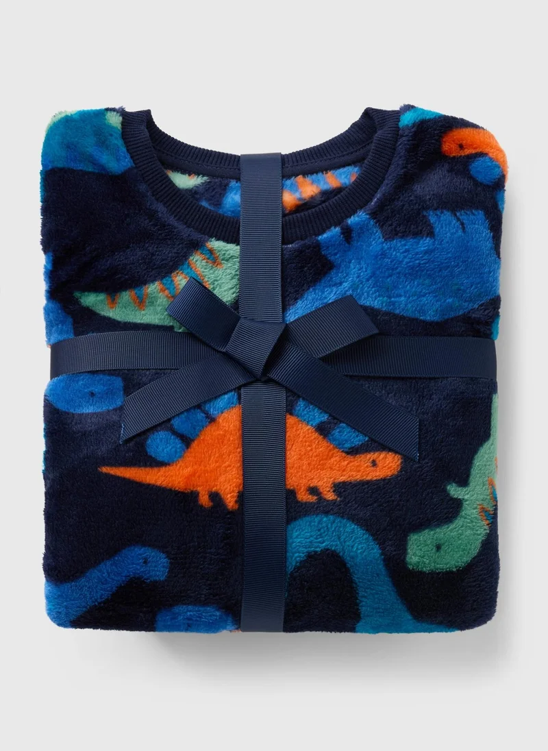 ماتلان طقم بيجامة أولاد باللون الكحلي بتصميم ديناصور