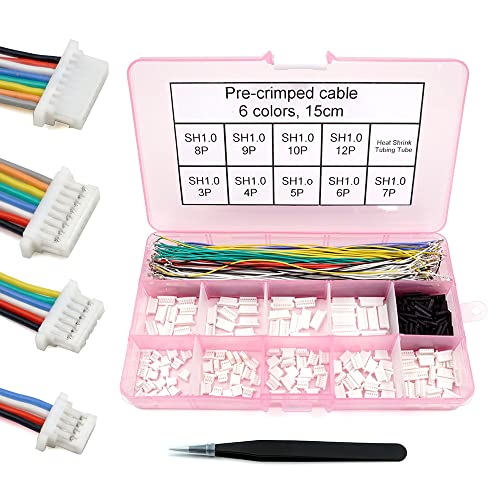 elechawk SH1.0 Connectors and Pre-Crimped Silicone Cables Compatible with JST SH 1.0mm for Flight Controller F405 H7 F7 - Image 1
