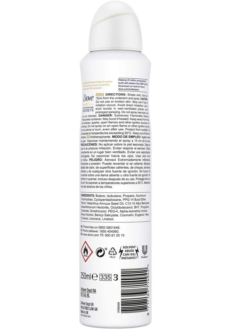 دوف مزيل عرق دوف نوريشينغ سيكريتس برائحة جوز الهند وزهرة الياسمين، 6 عبوات × 250 مل - Image 4