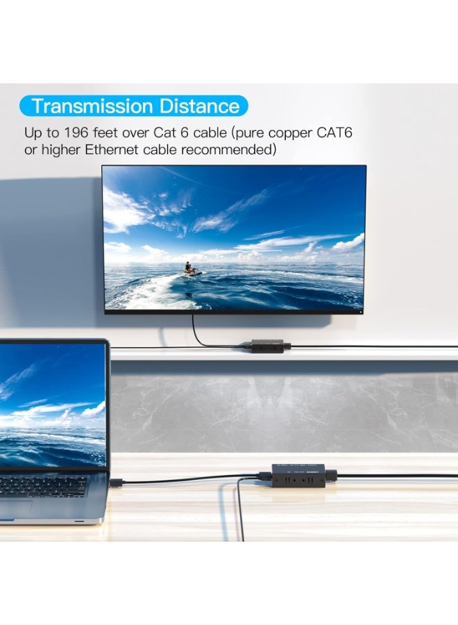HDMI Extender Up to 60m/196ft – 1080P HDMI Transmitter & Receiver Over Single RJ45 Cat5e/6/7 Ethernet Cable, HDMI to RJ45 & RJ45 to HDMI Signal Repeater - Image 3
