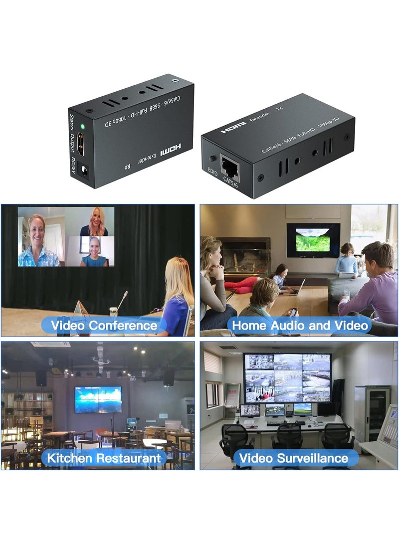 HDMI Extender Up to 60m/196ft – 1080P HDMI Transmitter & Receiver Over Single RJ45 Cat5e/6/7 Ethernet Cable, HDMI to RJ45 & RJ45 to HDMI Signal Repeater - Image 5