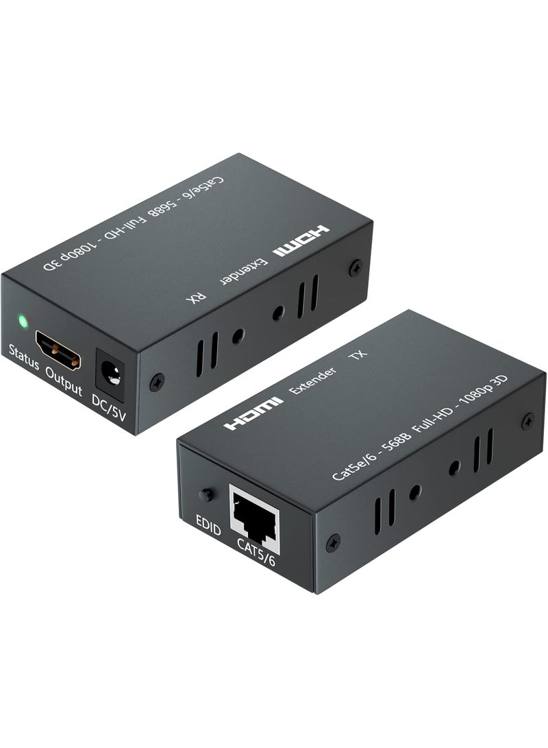 HDMI Extender Up to 60m/196ft – 1080P HDMI Transmitter & Receiver Over Single RJ45 Cat5e/6/7 Ethernet Cable, HDMI to RJ45 & RJ45 to HDMI Signal Repeater - Image 1
