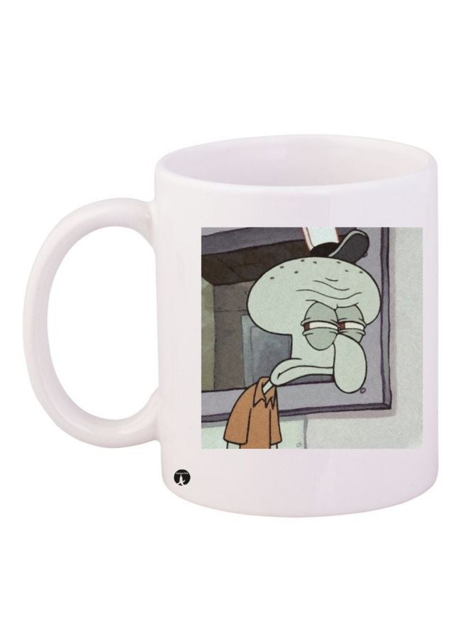 RYN Cartoon Printed Coffee Mug White/Green/Grey 11ounce
