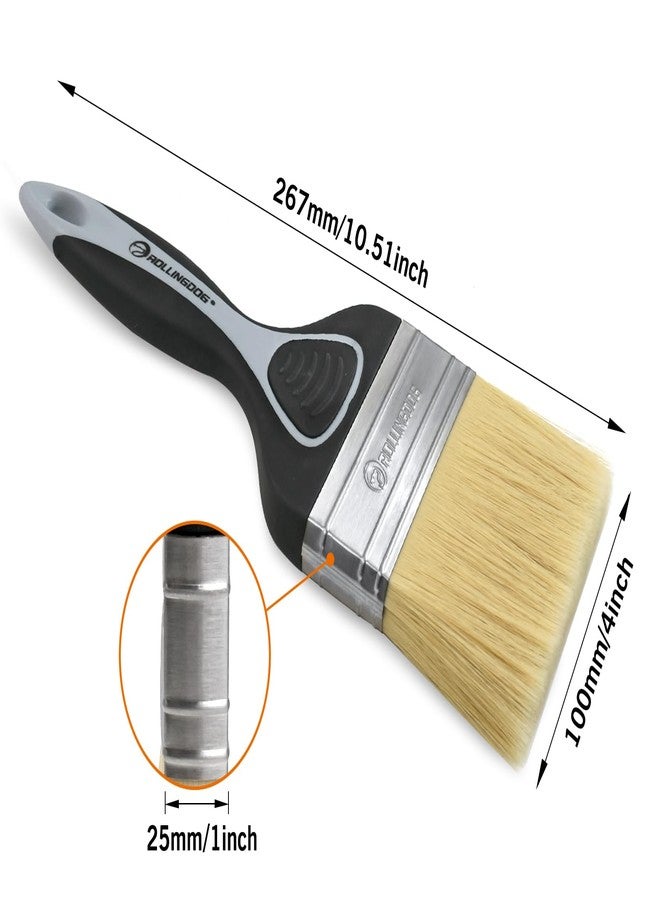 ROLLINGDOG 4 Inch Paint Brush -Soft Paint Brush for Smooth Surfaces,Wall Paint,Ceiling,Blinds,Large Surface Areas(100mm) - Image 2