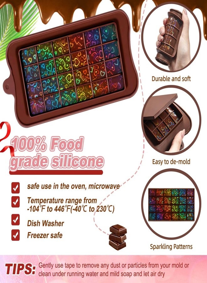 Ziliny Holographic Chocolate Molds Resin Silicone Chocolate Deep Thick Molds for Reusable DIY Baking Wax Melts (Heart 2) - Image 3