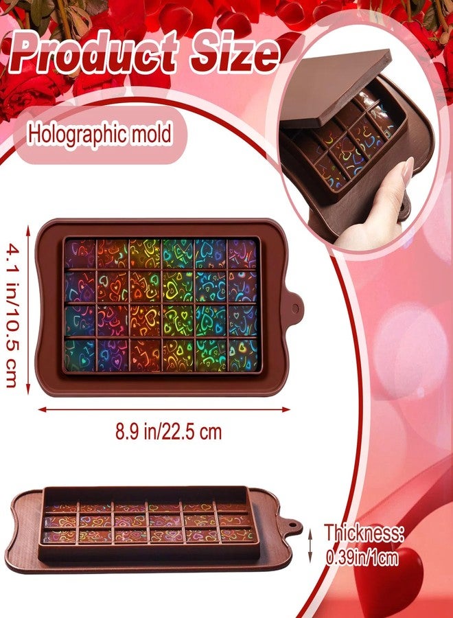 Ziliny Holographic Chocolate Molds Resin Silicone Chocolate Deep Thick Molds for Reusable DIY Baking Wax Melts (Heart 2) - Image 2
