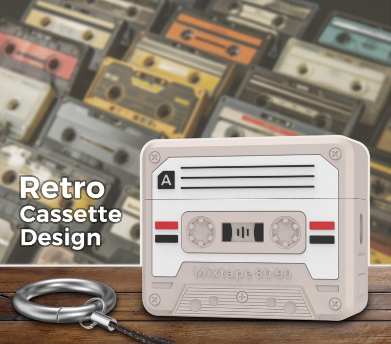 TRONWIN for AirPods Pro 3 Case - 2025 Retro Silicone Mixtape Design Case for Apple AirPods Pro 3rd Generation, Cute Cassette Airpod pro 3 Case Cover for Men/Women (Old Grey) - Image 4