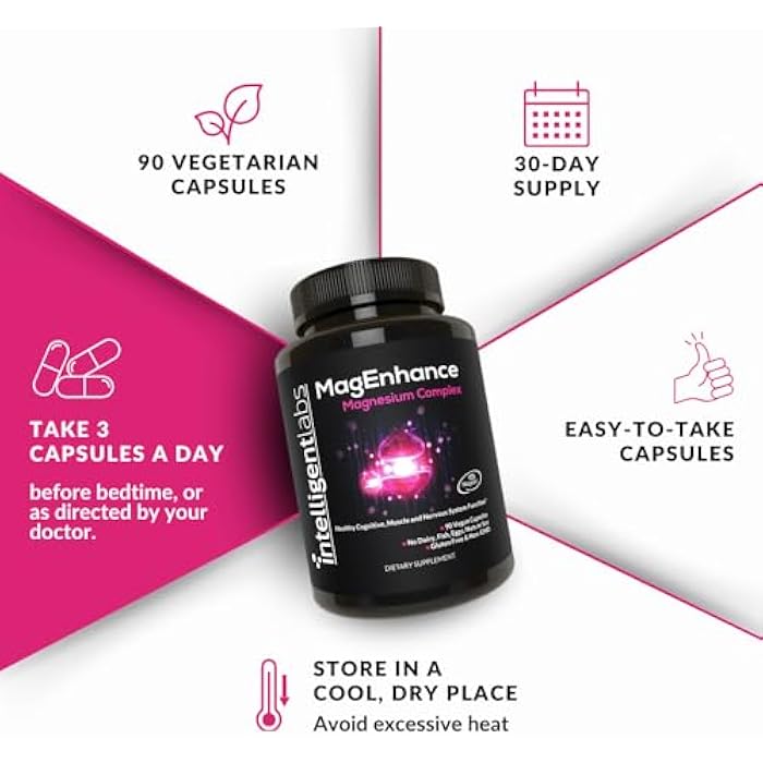 Intelligent Labs MagEnhance Magtein Magnesium Complex Supplement L-Threonate with Magnesium Glycinate and Taurate, 90 Capsules - Image 5