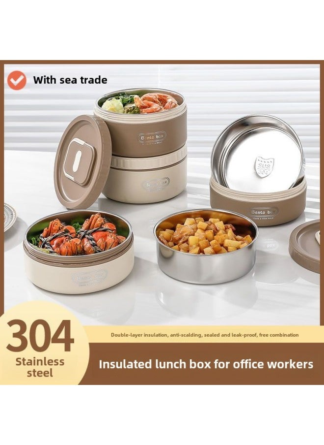 Generic - 304 Stainless Steel Dining Bowl Style 2023 Insulated Lunch Box With Lid Soup Bowl Portable Lunch Box For Office Students-Specifications:Large Size  Diameter 13.8cm-Color:Trial Version  1 Pack - Image 1