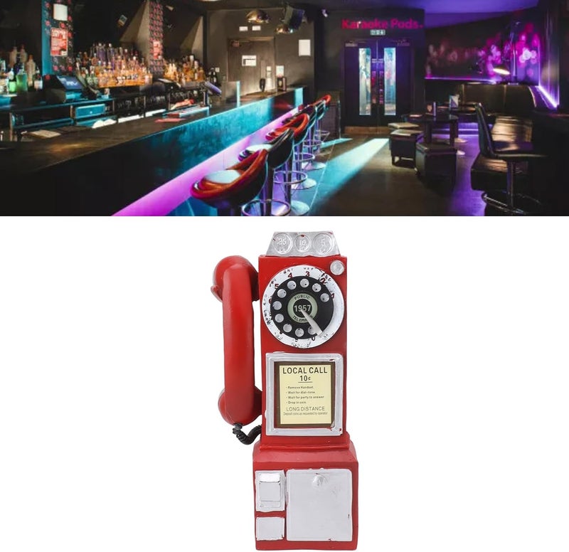 Retro Decorative Phone Model, 3.7x2.8x11.0in Handcrafted Fashionable Classic Exquisite Resin Telephone Model Decoration for Home, Bar and Cafe Decor (Red) - Image 3