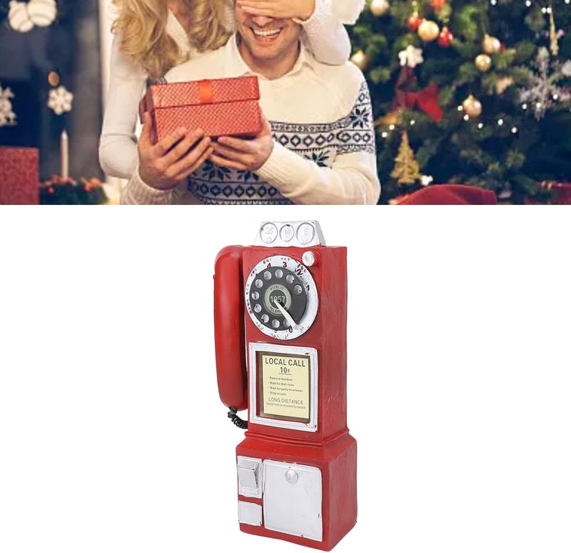 Retro Decorative Phone Model, 3.7x2.8x11.0in Handcrafted Fashionable Classic Exquisite Resin Telephone Model Decoration for Home, Bar and Cafe Decor (Red) - Image 4