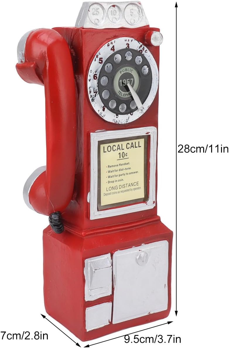 Retro Decorative Phone Model, 3.7x2.8x11.0in Handcrafted Fashionable Classic Exquisite Resin Telephone Model Decoration for Home, Bar and Cafe Decor (Red) - Image 5