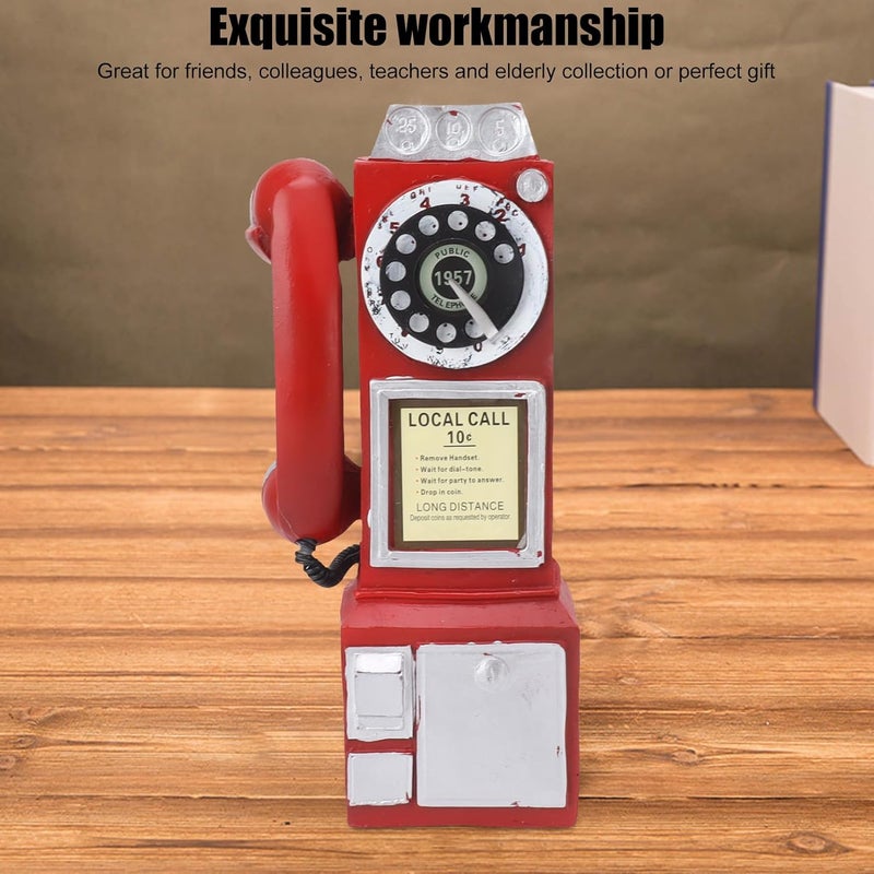 Retro Decorative Phone Model, 3.7x2.8x11.0in Handcrafted Fashionable Classic Exquisite Resin Telephone Model Decoration for Home, Bar and Cafe Decor (Red) - Image 1