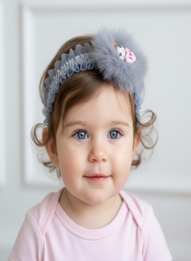 SYGA Baby Girls Soft Elastic Headband Set – Pack of 3 | Lace Flower & Bow Hairbands | Newborn to 3 Years | Comfortable Stretch, Photoshoot, Birthday (STYLE-02) - Image 3