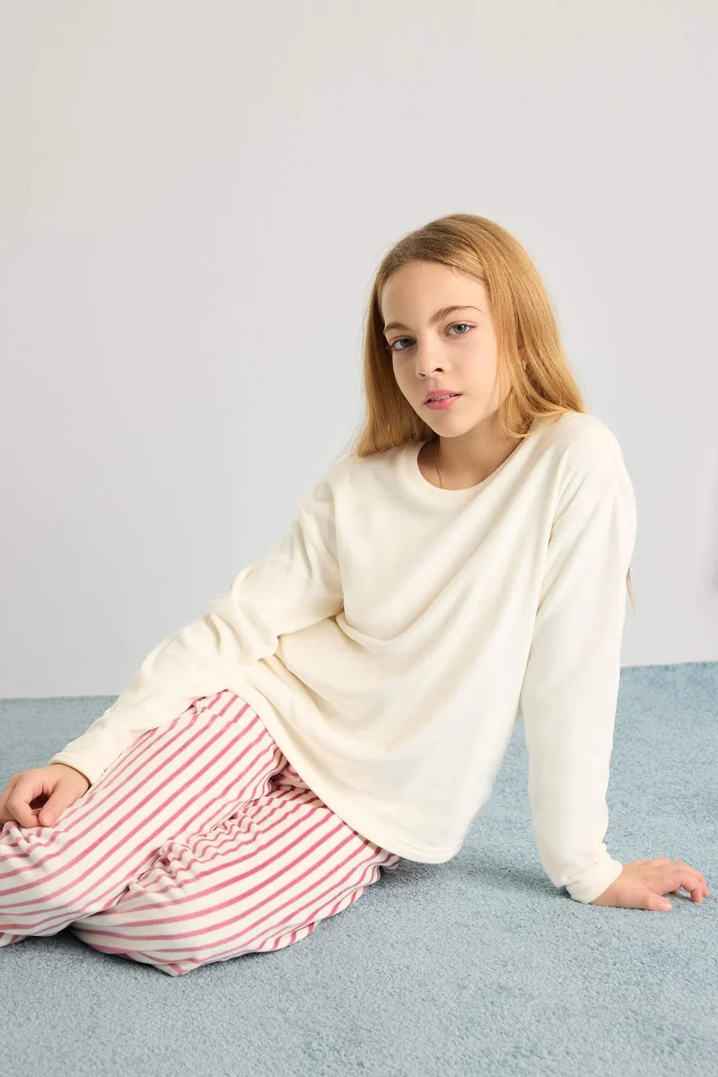 ديفاكتو Girl Top Striped Bottoms 2 Piece Pyjamas Set
