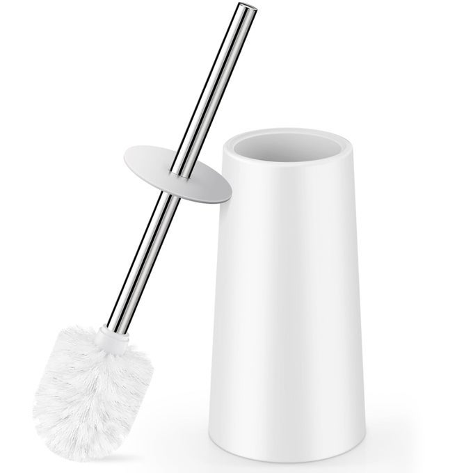 TOILET BRUSH AND HOLDER TOILET BRUSH WITH 304 STAINLESS STEEL LONG HANDLE TOILET BOWL BRUSH FOR BATHROOM TOILETELEGANTCLEANINGBRISTLESWHITE