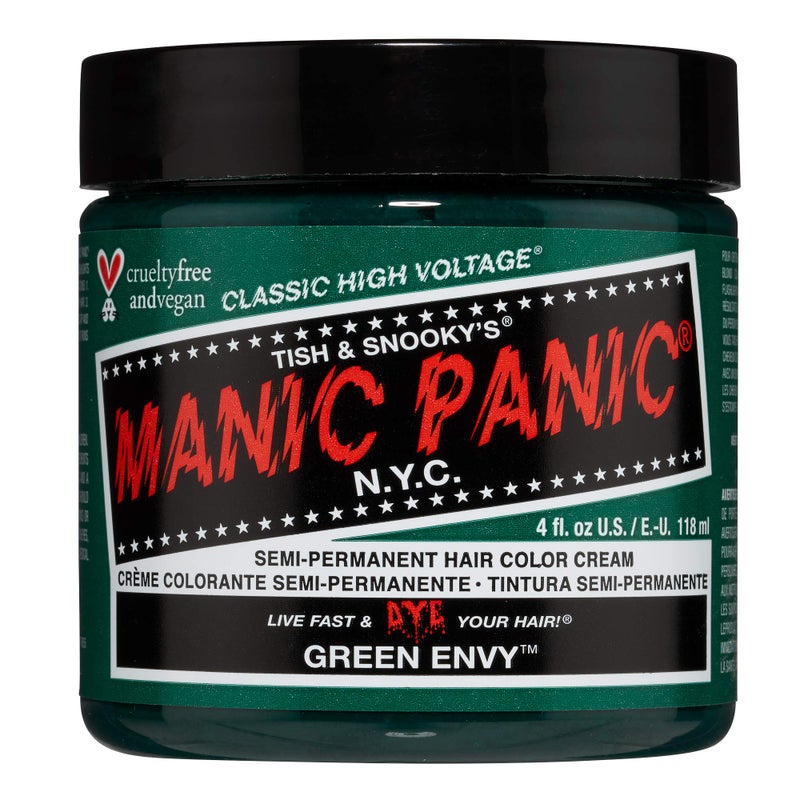 MANIC PANIC Classic Green Envy Semi Permanent Hair Color - Emerald Green Hair Dye for Women & Men That Lasts 4-6 Weeks - Vegan, Ammonia & Cruelty-Free - Create & Mix Custom Shades (4oz) - Image 1
