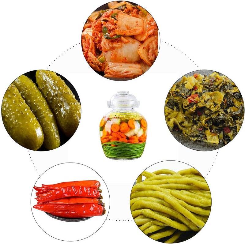 ETITSA جرة زجاجية مع غطاء سعة 2.5 لتر لجعل التخمر، مجموعة جرة تخمير تقليدية مع غطاء قفل هوائي مانع للماء، جرة مخللات للمخللات الكيمتشي، الساوركراوت، تخمير النبيذ، الكمبوتشا - Image 2