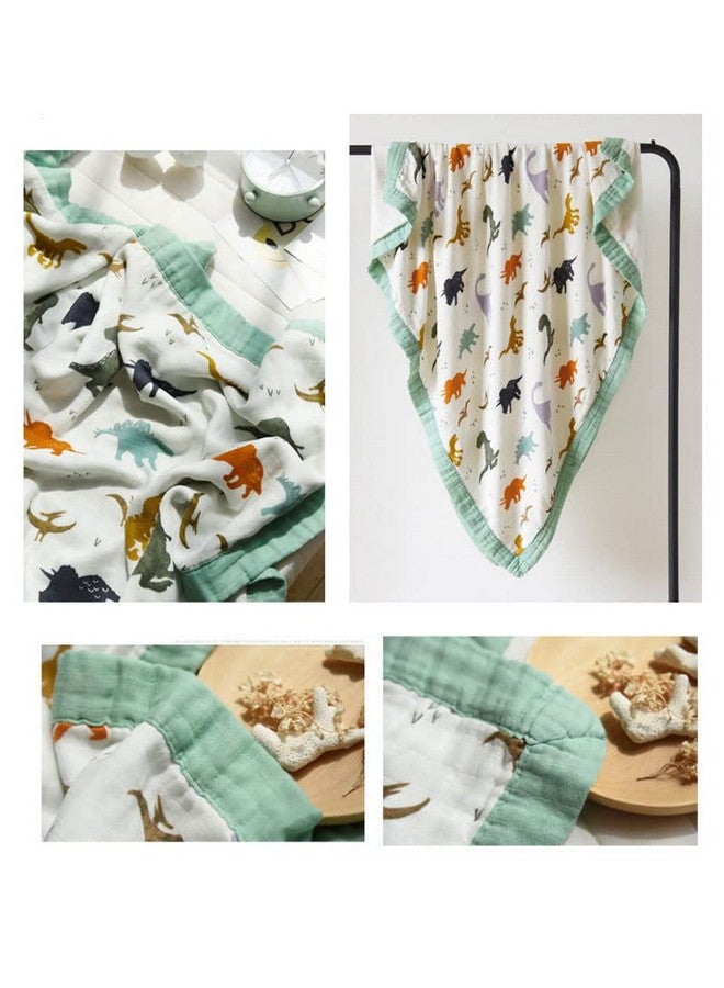 Little Jump Little Jump Dinosaur Muslin Blanket Baby Quilt - Silky Soft and Breathable Crib Blanket for Daycare - Large 47" x 47" - 2 Layers Toddler Summer Blankets for Boys (Dinosaur)  - Image 3