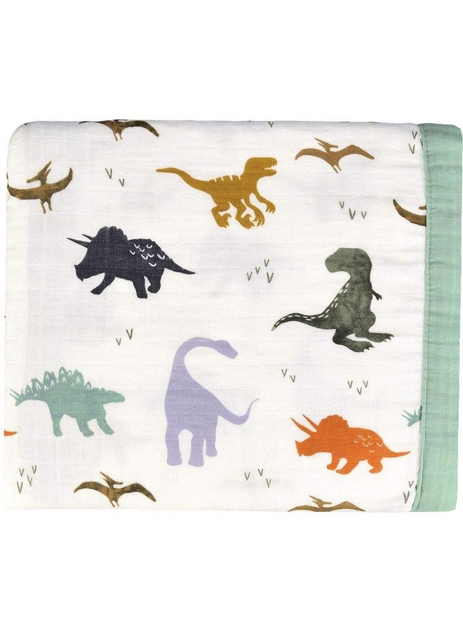 Little Jump Little Jump Dinosaur Muslin Blanket Baby Quilt - Silky Soft and Breathable Crib Blanket for Daycare - Large 47" x 47" - 2 Layers Toddler Summer Blankets for Boys (Dinosaur)  - Image 1