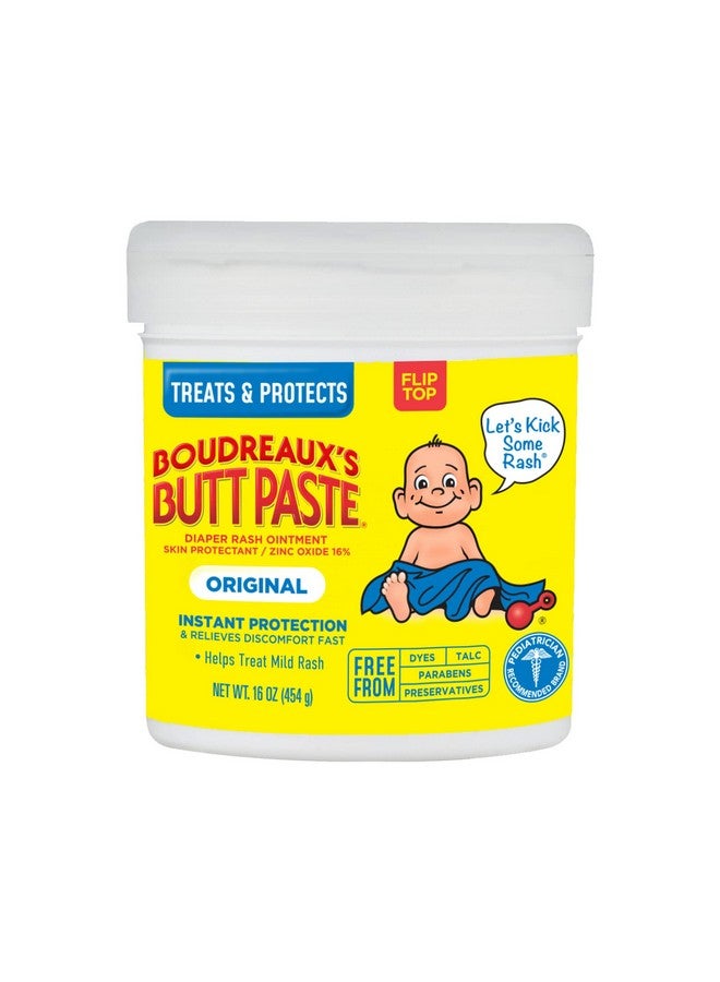 Boudreaux's Butt Paste Original Diaper Rash Cream Ointment For Baby 16 Oz Fliptop Jar - Image 2