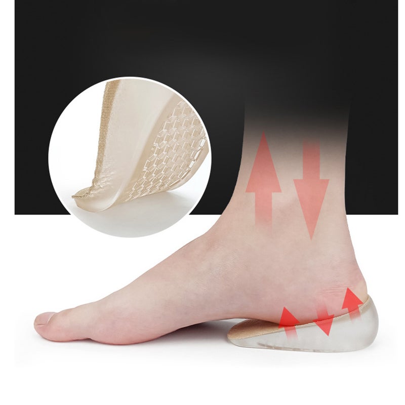 2 Pairs Invisible Insoles Absorption Half Pad Cover Inner Heightening Shoes Pads Heightening Insoles Height Increase Feet Cushions for Women (3.5cm) - Image 1