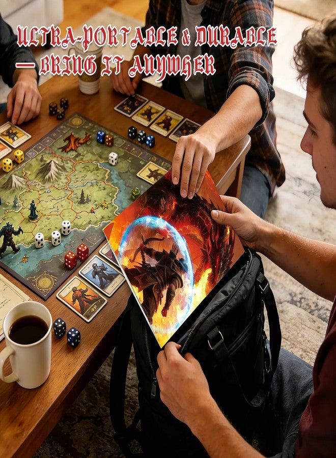 بايهو شاشة Byhoo DM عدد 2 لملحقات D&D 5E DND - طقوس الساحر وحصار برج المراقبة، سطح مقاوم للماء وقابل لإعادة الاستخدام مع حوامل قابلة للتعديل، حجم A4 ثلاثي الطيات محمول متوافق مع قواعد الإصدار الخامس - Image 4