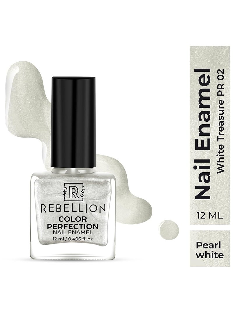 Rebellion Color Perfection Nail Enamel 12ml Pearl white Treasure PR02 - Image 2