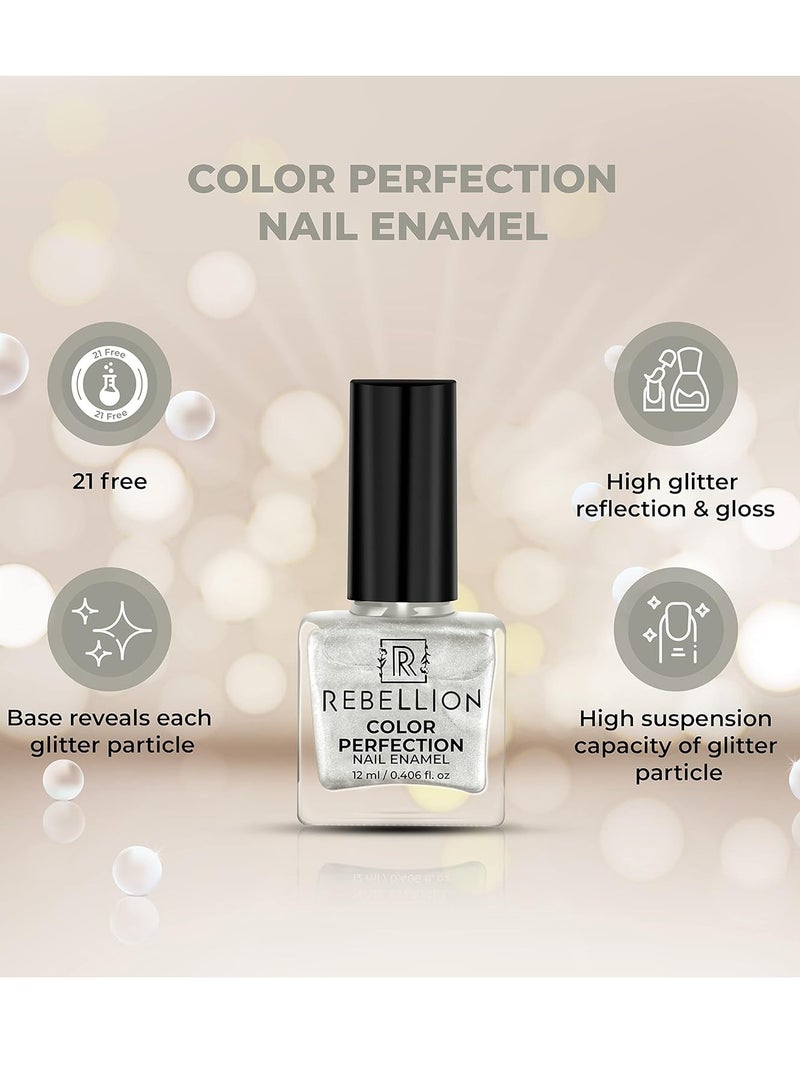 Rebellion Color Perfection Nail Enamel 12ml Pearl white Treasure PR02 - Image 4