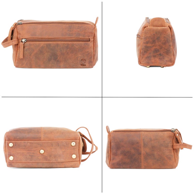 Rustic Town Leather Toiletry Bag â€“ Stylish & Durable Dopp Kit with Water Resistant Lining â€“ Travel Shaving Kit Organizer for Bathroom & Overnight Trips - Great Gift for Men & Women - Image 5