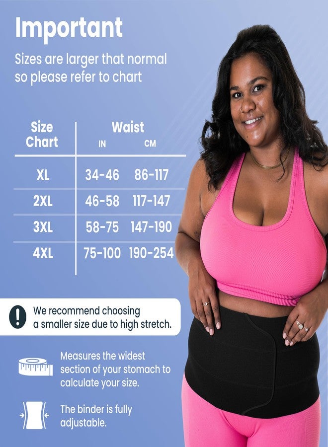 QORE LOGIQ Plus Size Abdominal Binder Post Surgery for larger Men + Women - Postpartum Belly Band - Compression Garment - Hernia Belt For Men + Woman - C Section Belly Binder - Adjustable (Black 4XL) - Image 4