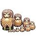 Moonmo 10pcs Brown Owl Handmade Wooden Russian Nesting Dolls Matryoshka Dolls Set - Image 2