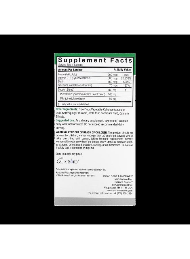 NATURE'S ANSWER Pueraria Mirifica 150 mg Dietary Supplement - 60 Vegetarian Capsules - Image 3