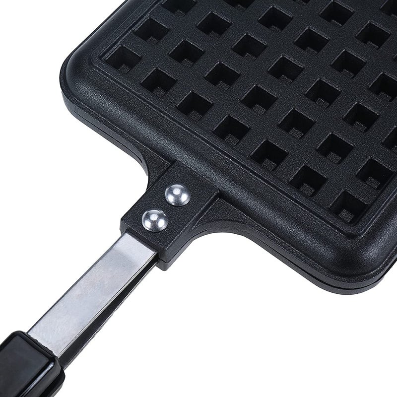 RBGIITWaffle Maker Machine With Comfortable Handle For Kitchen Gas Stove Non Stick Waffle Maker Pan Press Plate Cooking Baking Tool with Long Handle Low Power Consumption Black_3 - Image 5