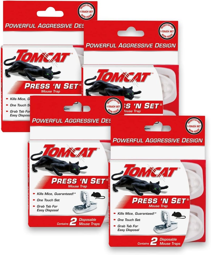 TOMCAT Press 'N Set Mouse Trap, 4-Pack (8 Traps) - Image 1