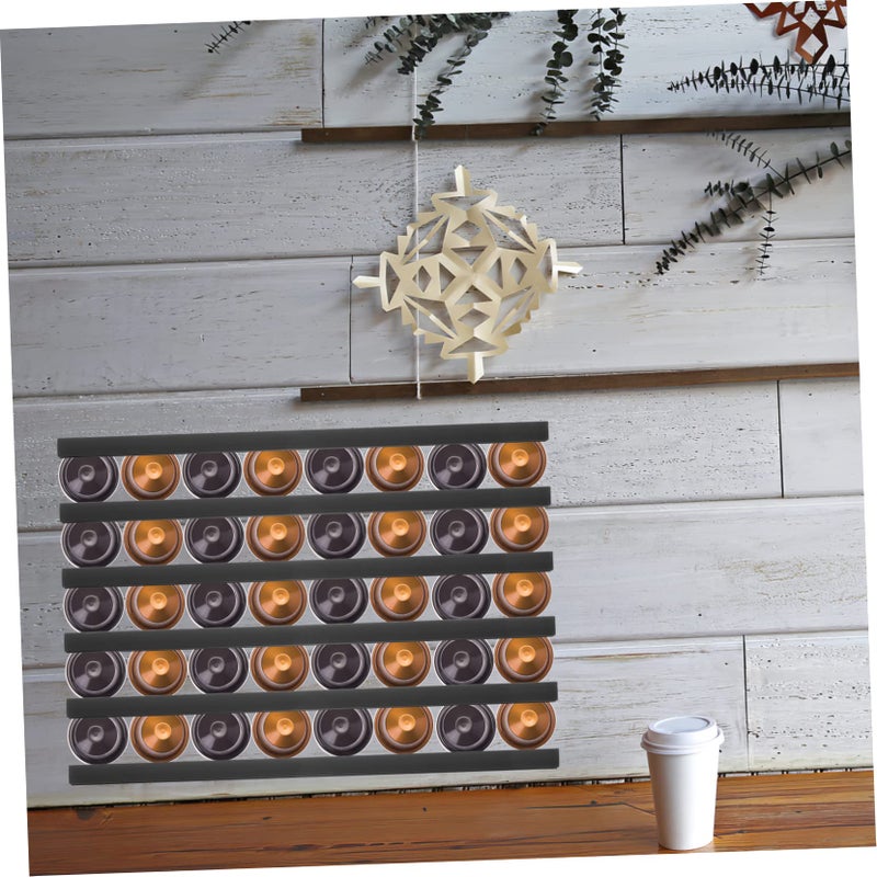 Black Wall Mount Coffee Pod Holder Rack 6 Piece Capsule Storage Organizer Display - Image 4