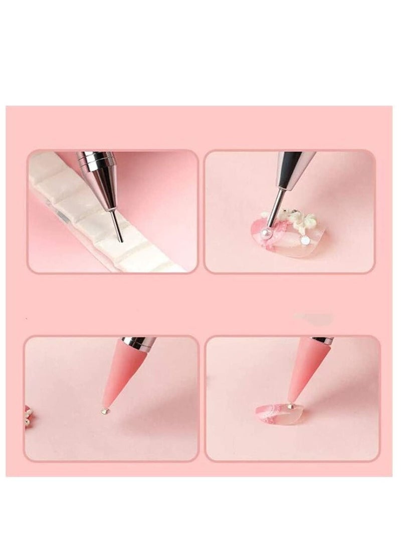 Excefore قلم تحديد أحجار الراين على الأظافر، قلم شمعي مزدوج الأطراف لالتقاط أحجار الراين والكريستالات - Image 2