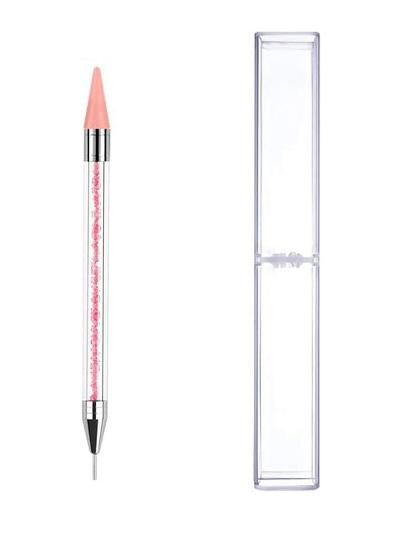 Excefore قلم تحديد أحجار الراين على الأظافر، قلم شمعي مزدوج الأطراف لالتقاط أحجار الراين والكريستالات - Image 1