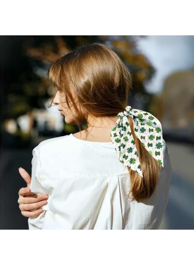 قطعتان من ربطات الشعر، ربطات شعر حريرية على شكل زهرة البرسيم، ربطات شعر معقودة على شكل زهرة النفل، ربطات شعر مزينة بشريط ساتان طويل، إكسسوارات شعر - Image 4