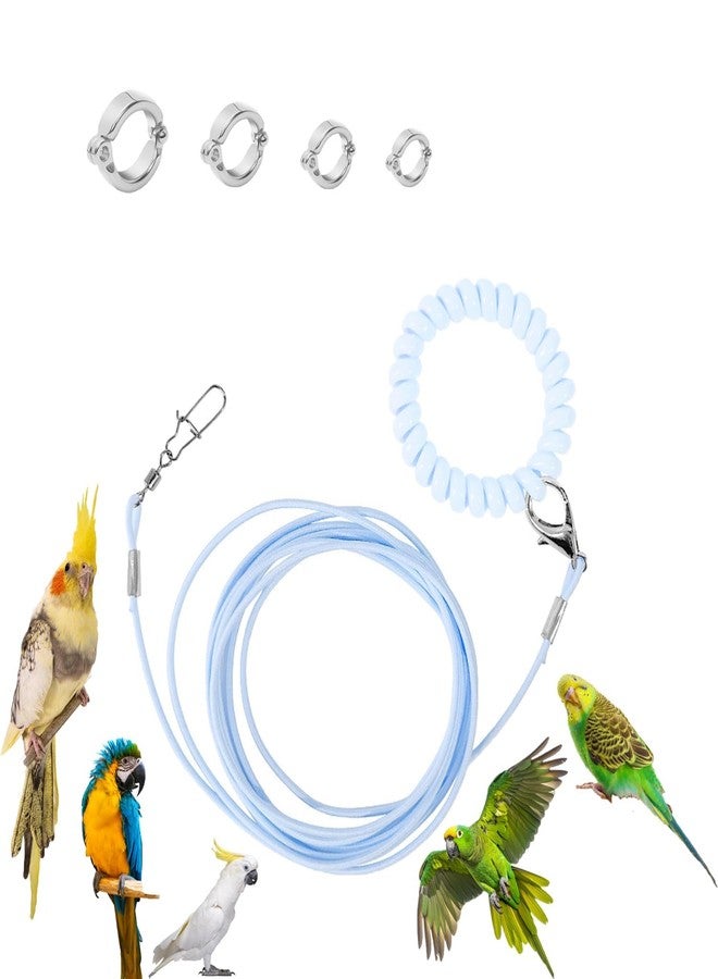 TARINI Bird Leash, 1Set Bird Flying Leash with 5 Size Foot Rings, Adjustable Parrot Harness Traction Rope, Lightweight Outdoor Training Lead for Macaw Parakeet Cockatoo Conure and Pet Birds - Image 1