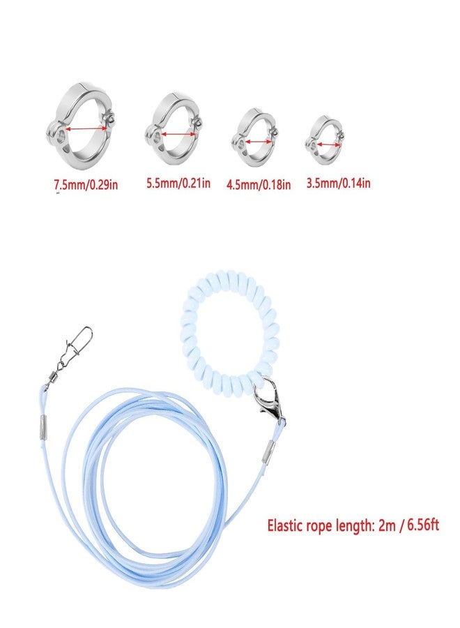 TARINI Bird Leash, 1Set Bird Flying Leash with 5 Size Foot Rings, Adjustable Parrot Harness Traction Rope, Lightweight Outdoor Training Lead for Macaw Parakeet Cockatoo Conure and Pet Birds - Image 2