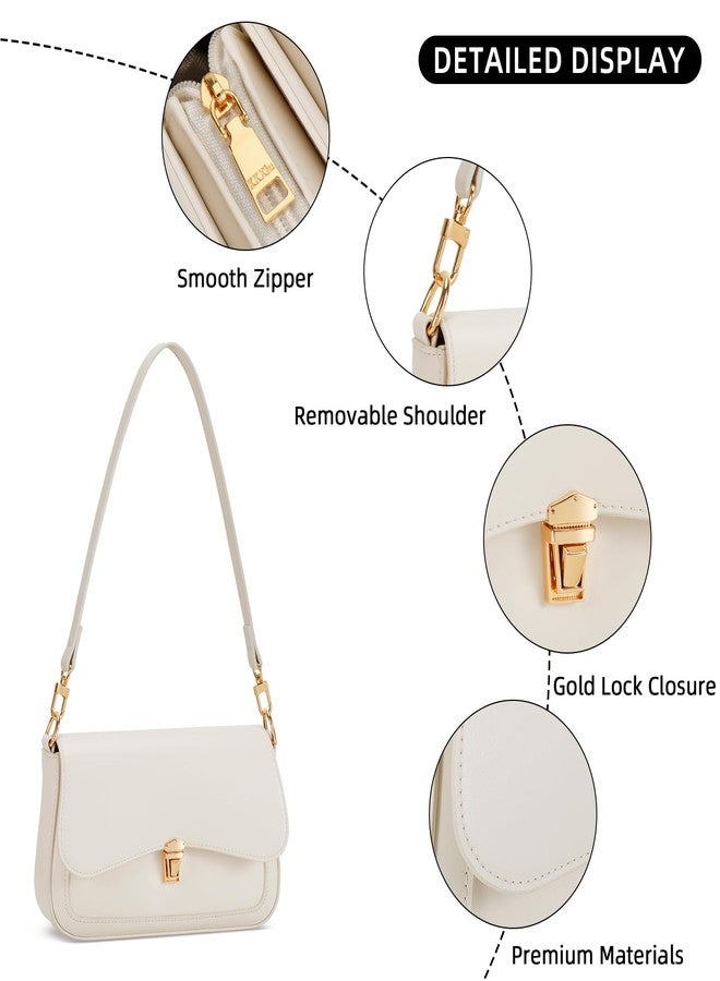 KKXIU Small Shoulder Bag for Women Cute Purses Mini Hobo Handbag Trendy Clutch Purse-Beige - Image 3