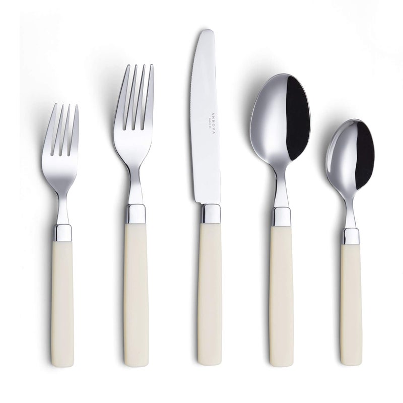 Annova ANNOVA Stainless Steel FlatwareCutlery Set  Color Handles  Dinner Forks Salad Forks Table Knives Tablespoons Teaspoons  Cream 20 Pieces