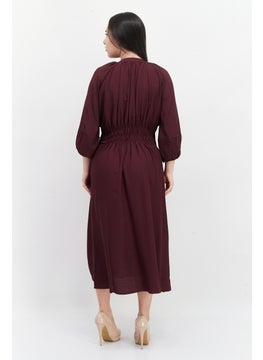 French Connection Women Plain Midi Dress, Plum  - Image 4
