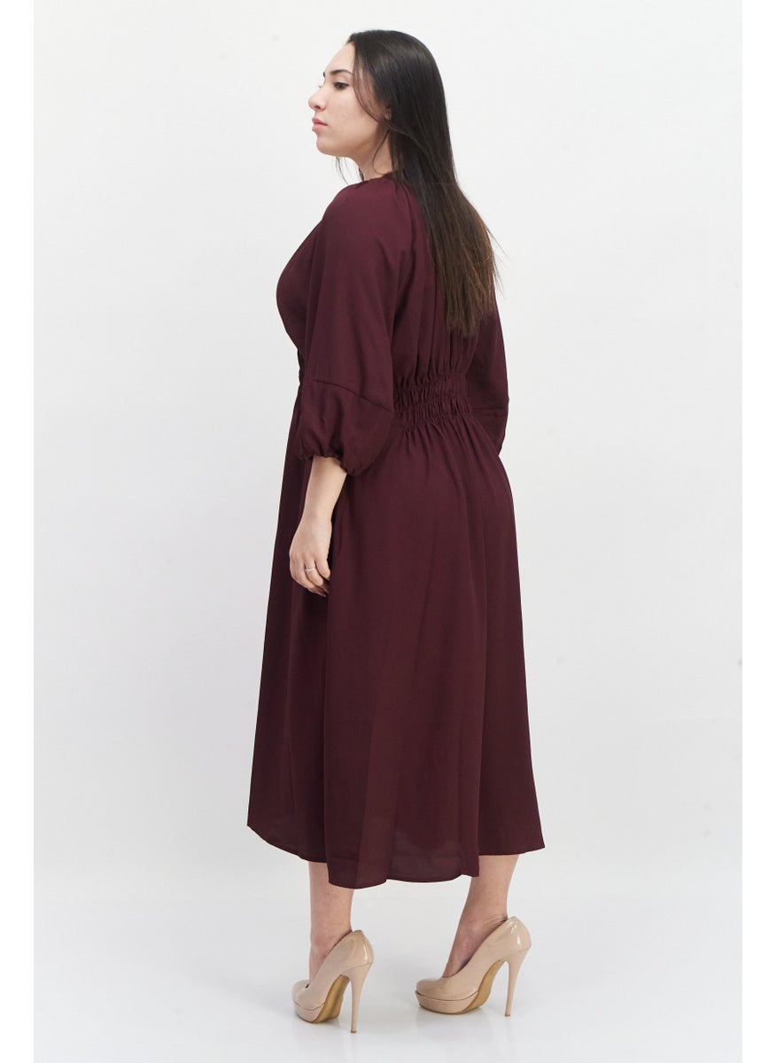 French Connection Women Plain Midi Dress, Plum  - Image 3