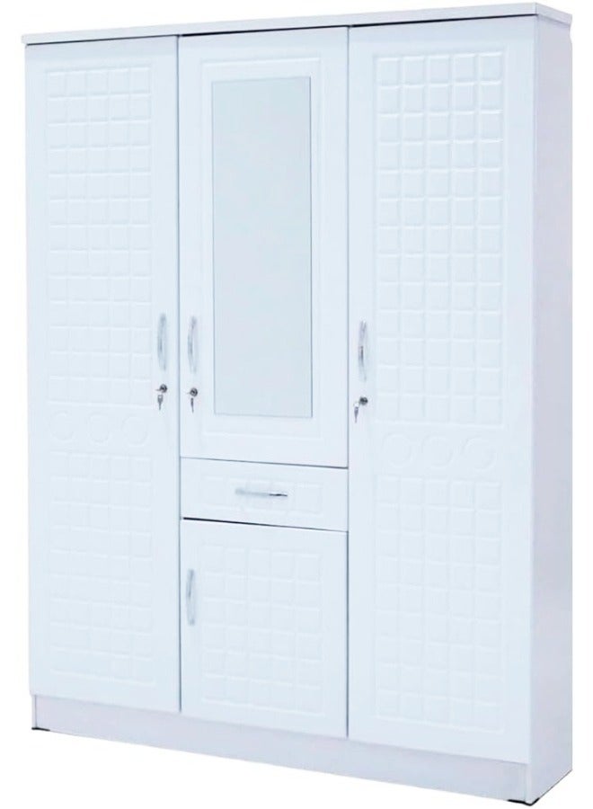 ALWASIT HOME 3 Door Wooden Wardrobe Cabinet Cupboard Engineered Wood Perfect Modern Stylish Heavy Duty Color White - Image 1