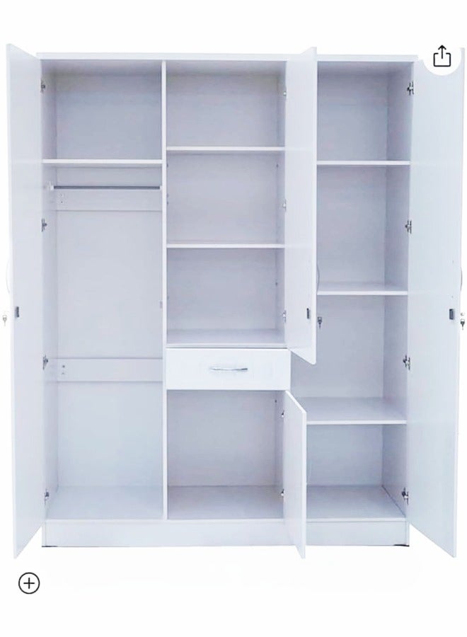 ALWASIT HOME 3 Door Wooden Wardrobe Cabinet Cupboard Engineered Wood Perfect Modern Stylish Heavy Duty Color White - Image 2