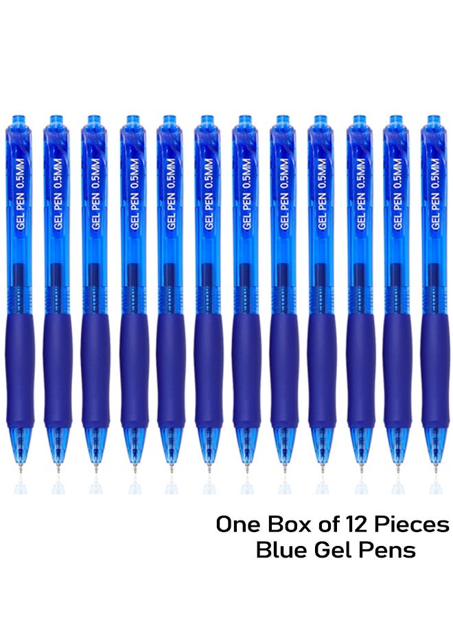RIANCY 12 Blue writing pen press type signature pen, business office writing gel pen, students writing gel pen - Image 1