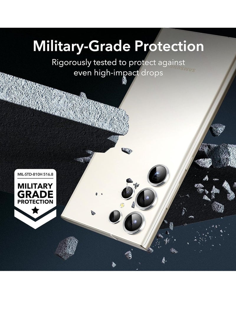 Raxoom Samsung Galaxy S24 Ultra Camera Lens Protector, Individual Lens Protectors, Scratch-Resistant Ultra-Thin Tempered Glass with Aluminum Edging, Galaxy S24 Ultra Case Friendly, 1 Set, Silver - Image 3