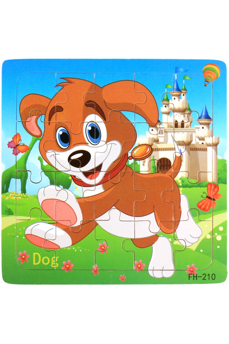 erorex FH-210 20piece Wooden Puzzle Cartoon Animals Car Letter Number Pattern Jigsaw Puzzles Game Kids Educ